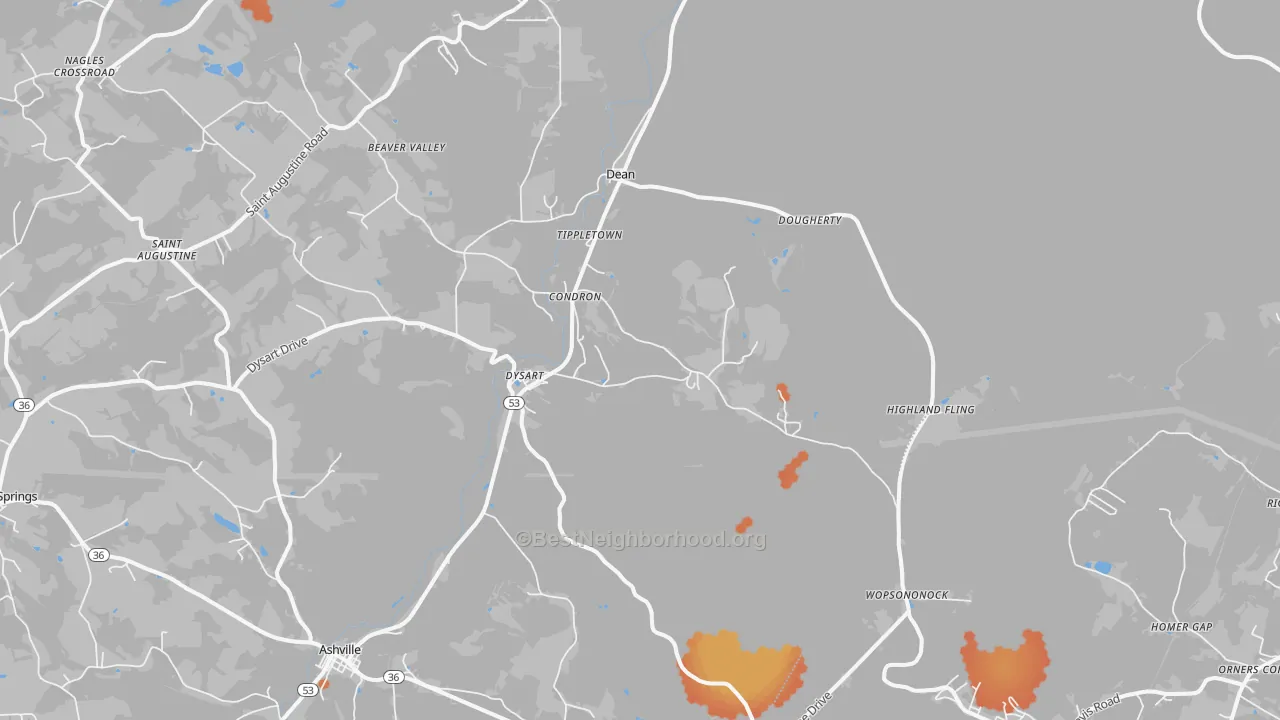 Bike Grade map of Dysart, PA