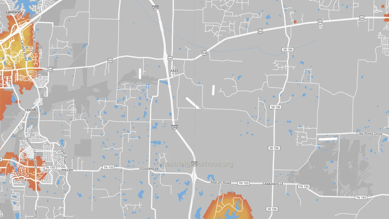 Bike Grade map of Eads, TN
