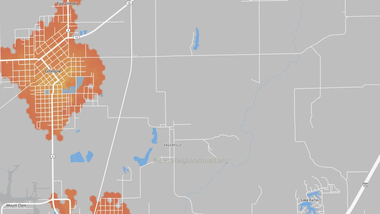 Bike Grade map of Eagarville, IL