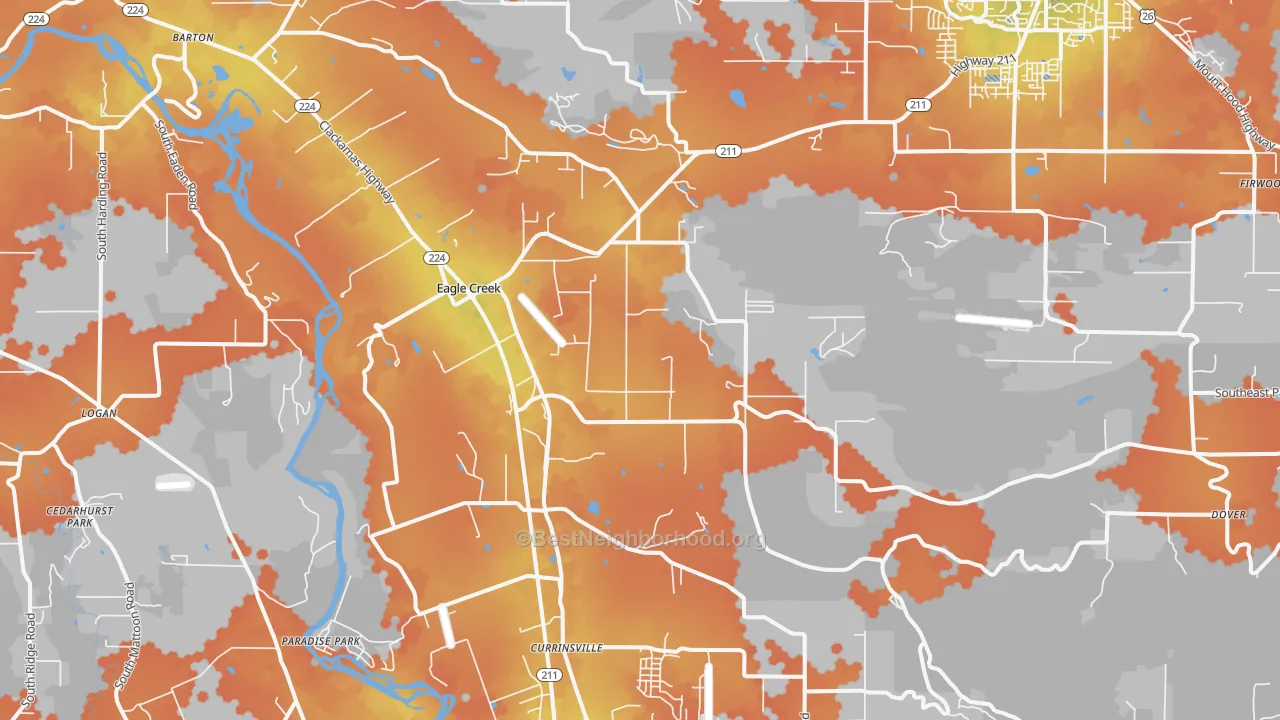 Bike Grade map of Eagle Creek, OR