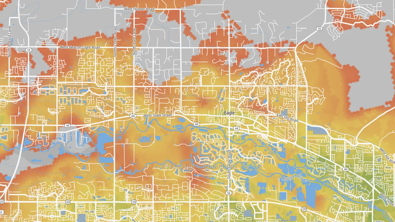 Bike Grade map of Eagle, ID