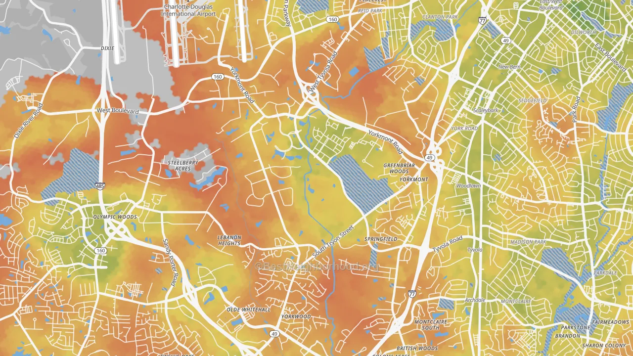 Bike Grade map of Eagle Lake, Charlotte, NC