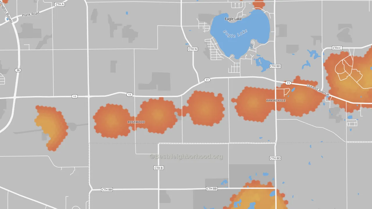 Bike Grade map of Eagle Lake Manor, WI