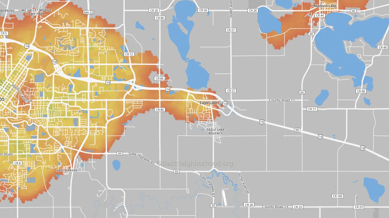 Bike Grade map of Eagle Lake, MN