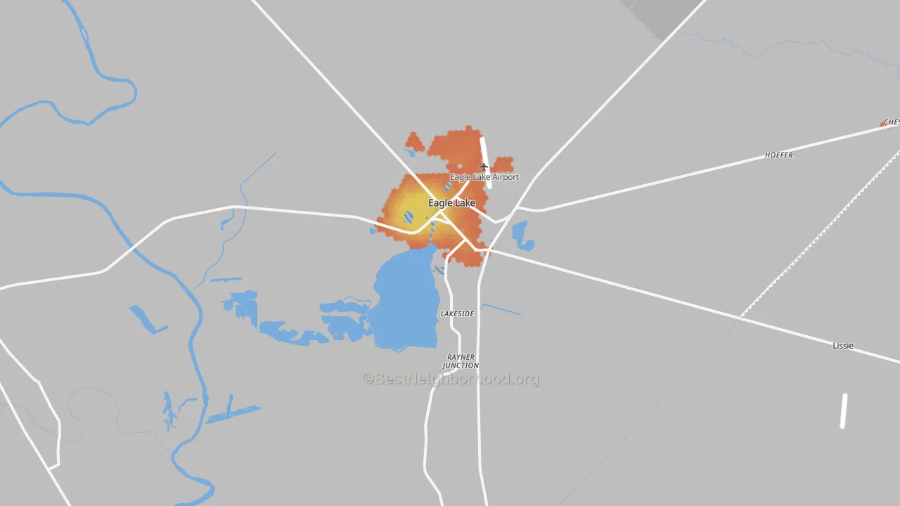 Bike Grade map of Eagle Lake, TX