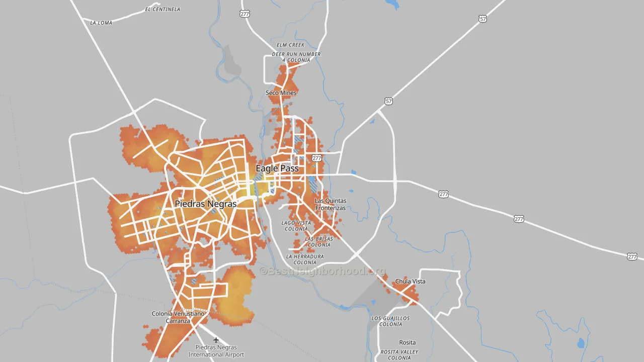 Bike Grade map of Eagle Pass, TX