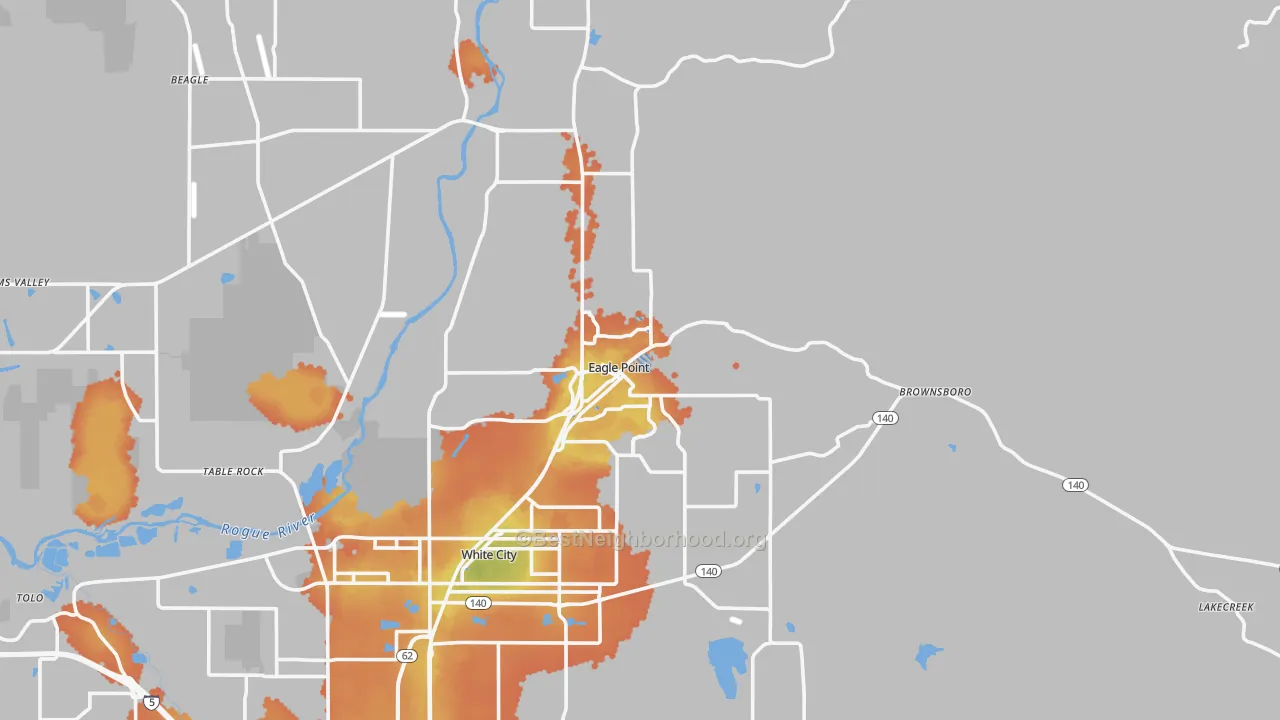 Bike Grade map of Eagle Point, OR