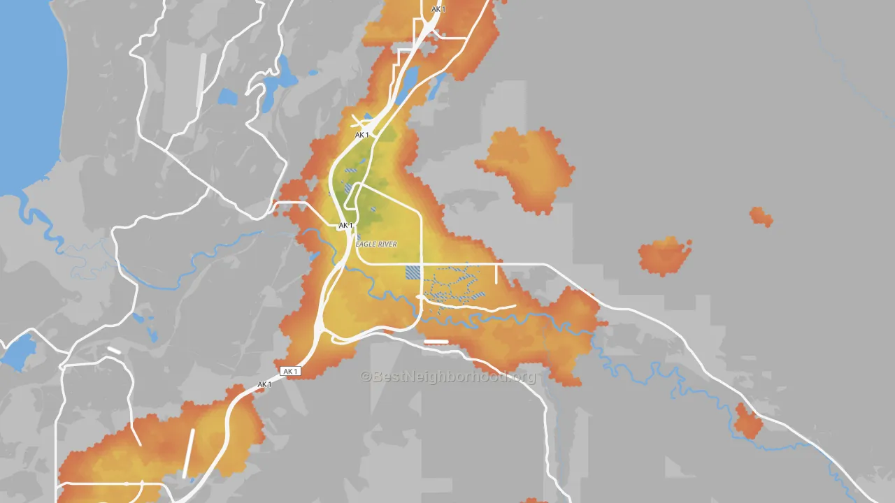Bike Grade map of Eagle River, AK