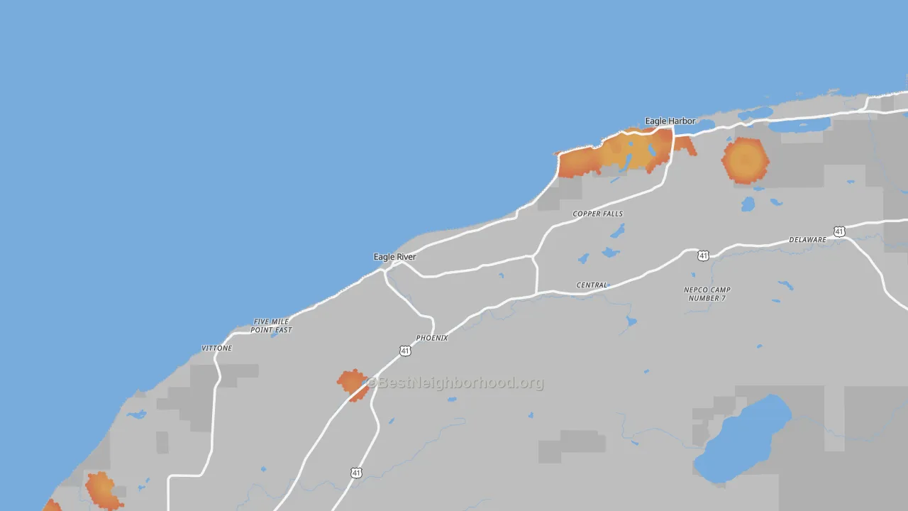Bike Grade map of Eagle River, MI