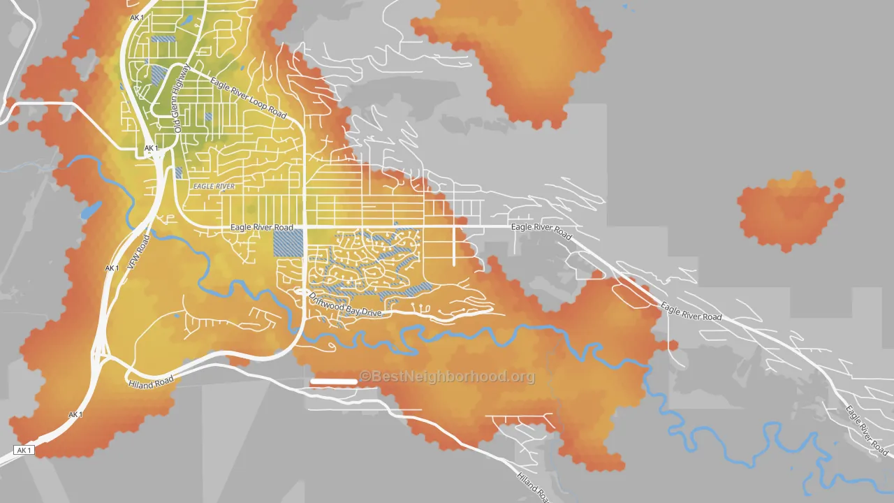 Bike Grade map of Eagle River Valley, Eagle River, AK