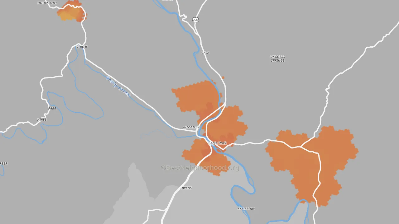Bike Grade map of Eagle Rock, VA