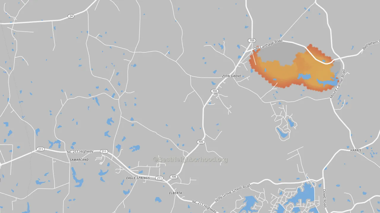 Bike Grade map of Eagle Springs, NC