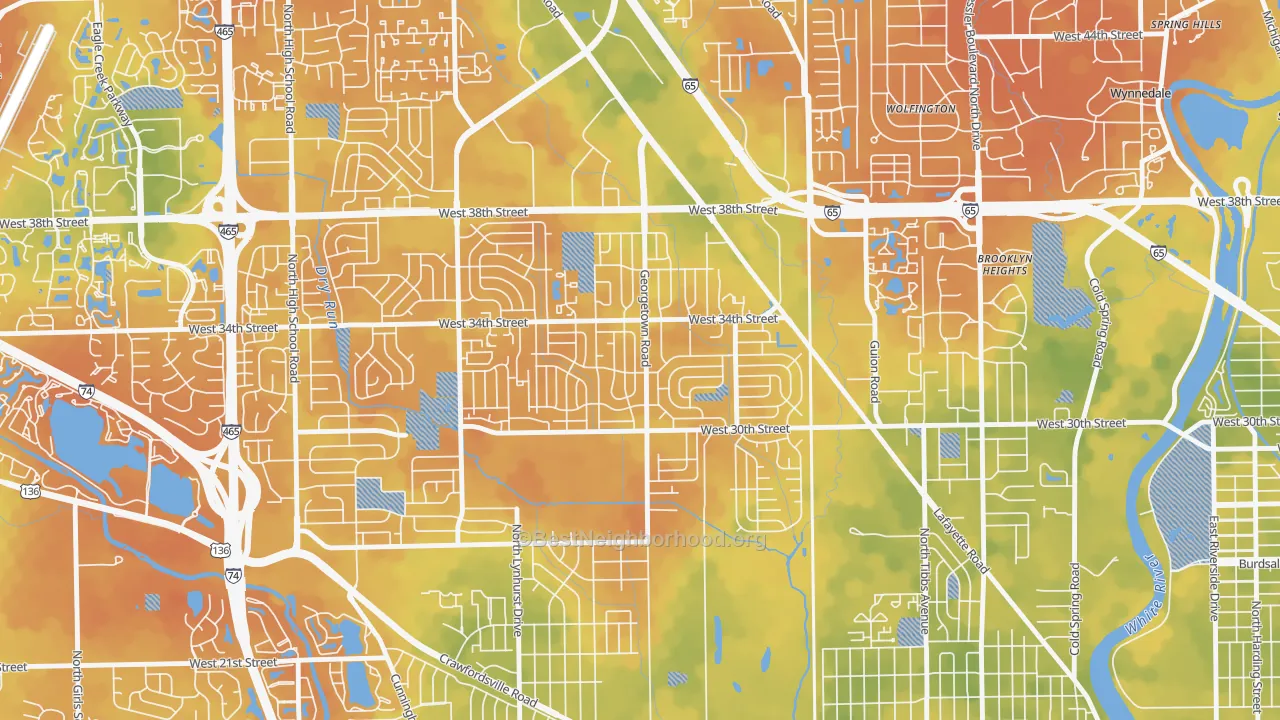Bike Grade map of Eagledale, Indianapolis, IN