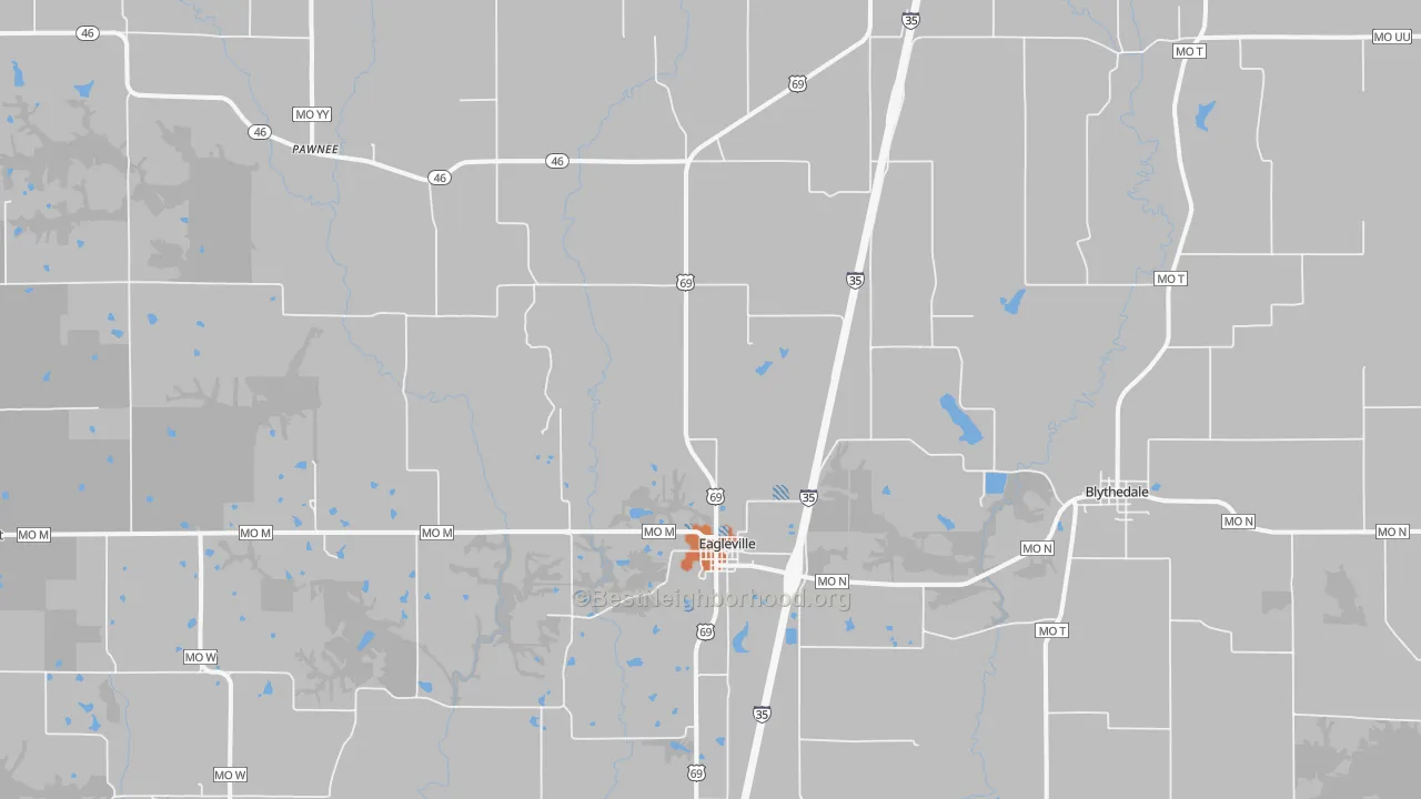 Bike Grade map of Eagleville, MO