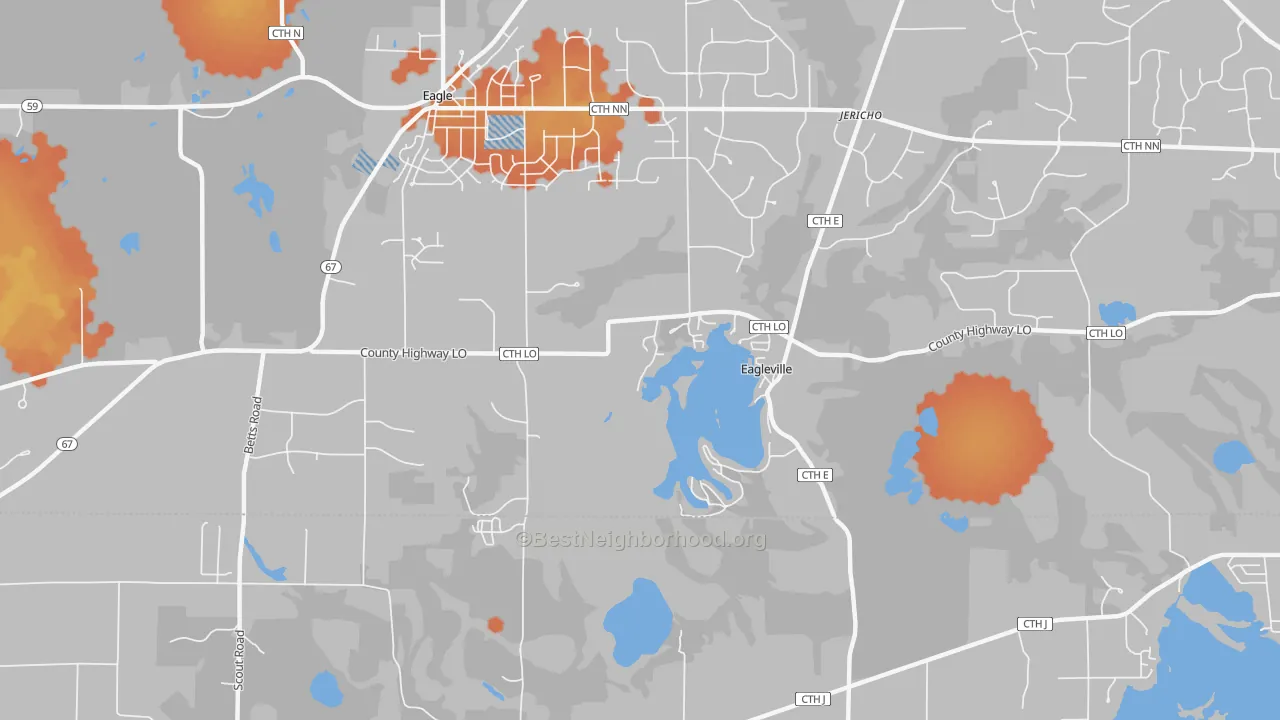 Bike Grade map of Eagleville, WI