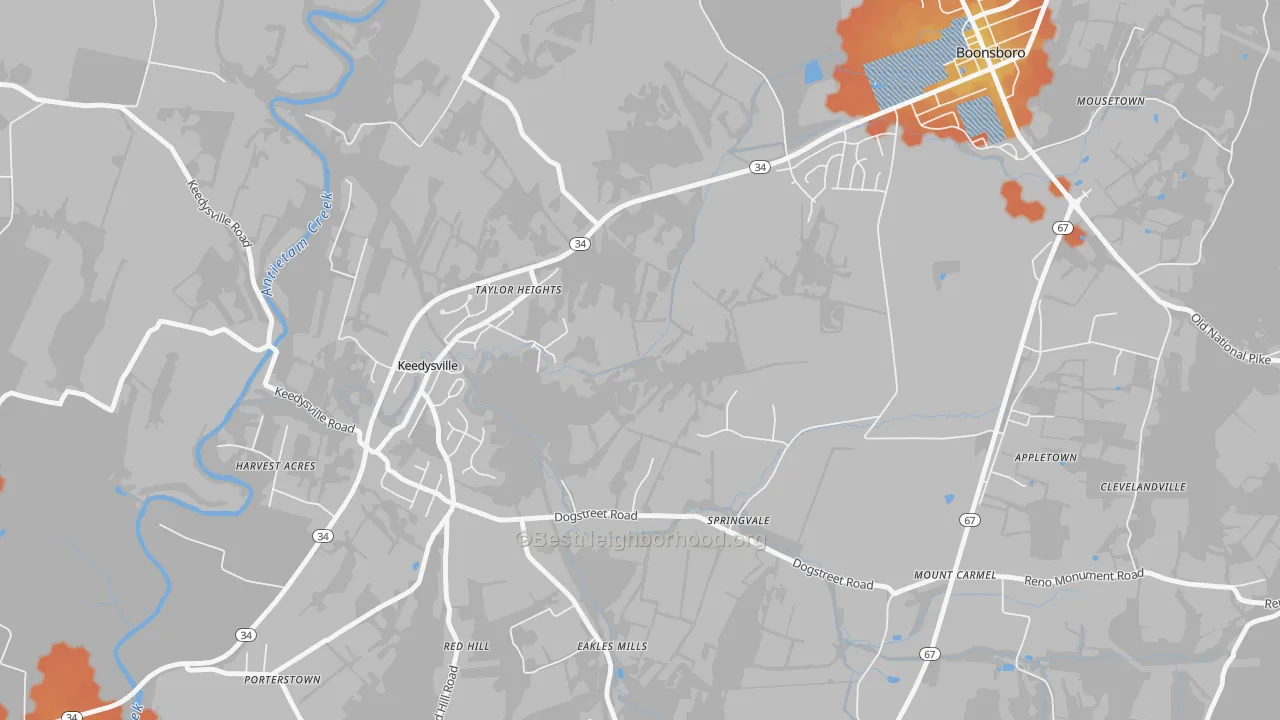 Bike Grade map of Eakles Mill, MD