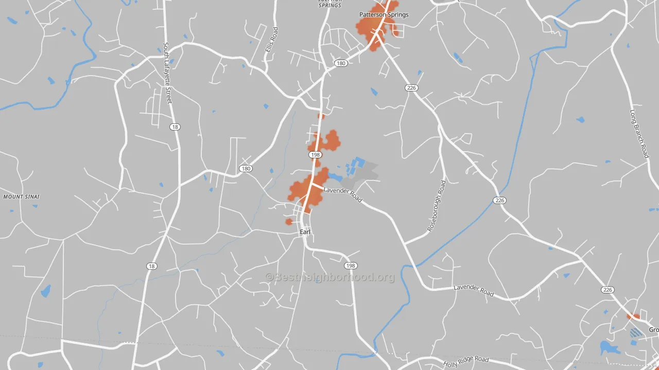 Bike Grade map of Earl, NC