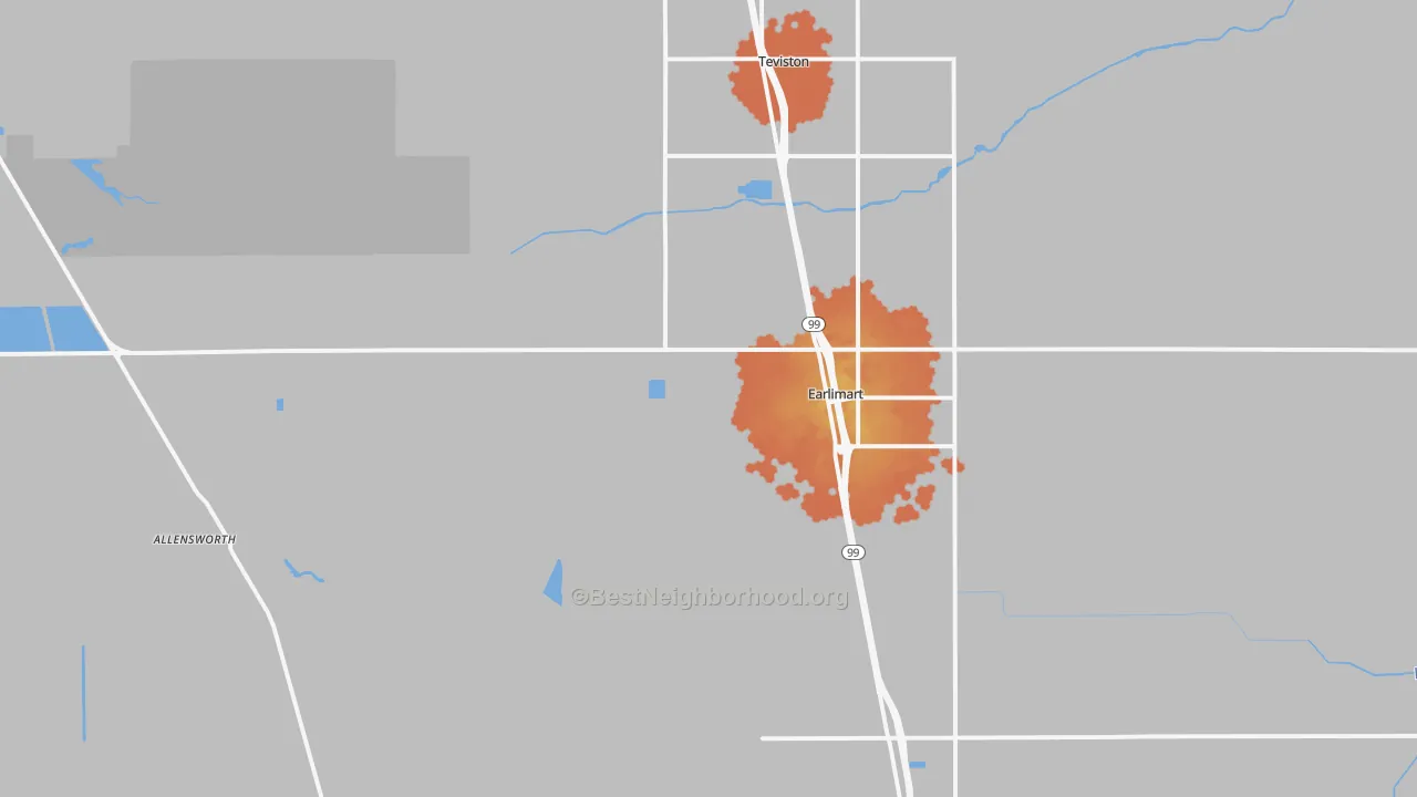 Bike Grade map of Earlimart, CA