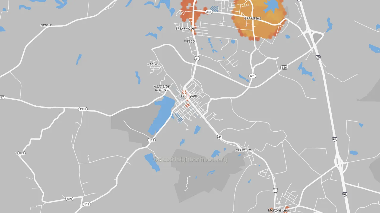 Bike Grade map of Earlington, KY