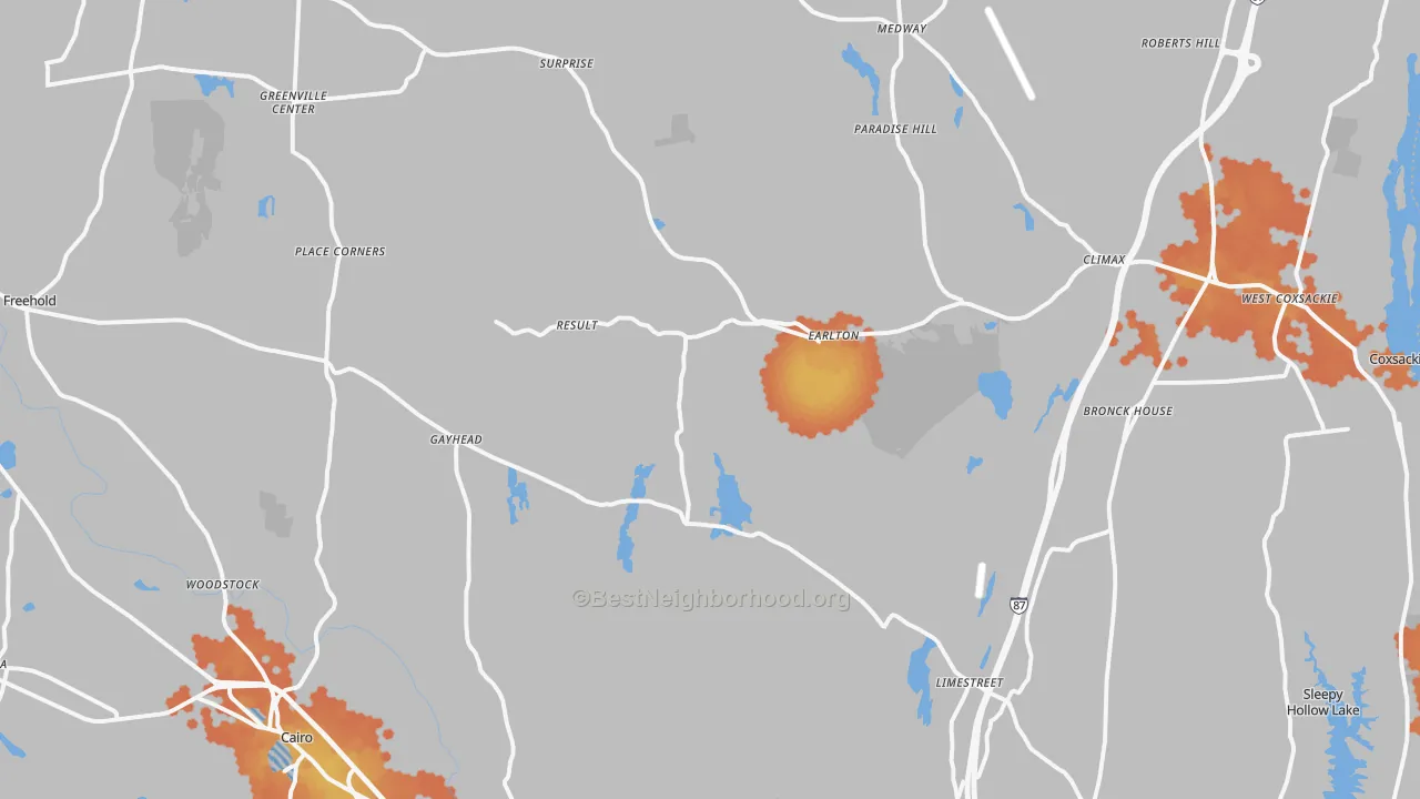 Bike Grade map of Earlton, NY