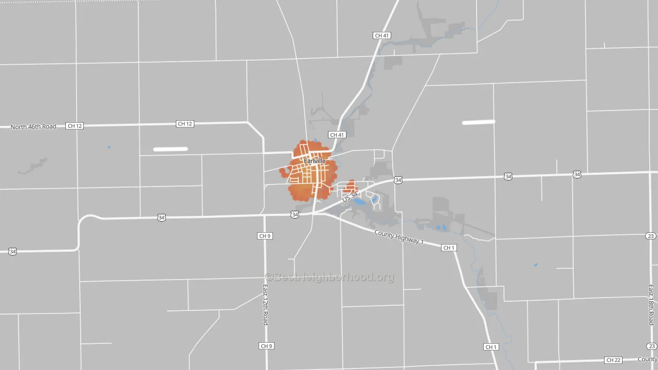 Bike Grade map of Earlville, IL
