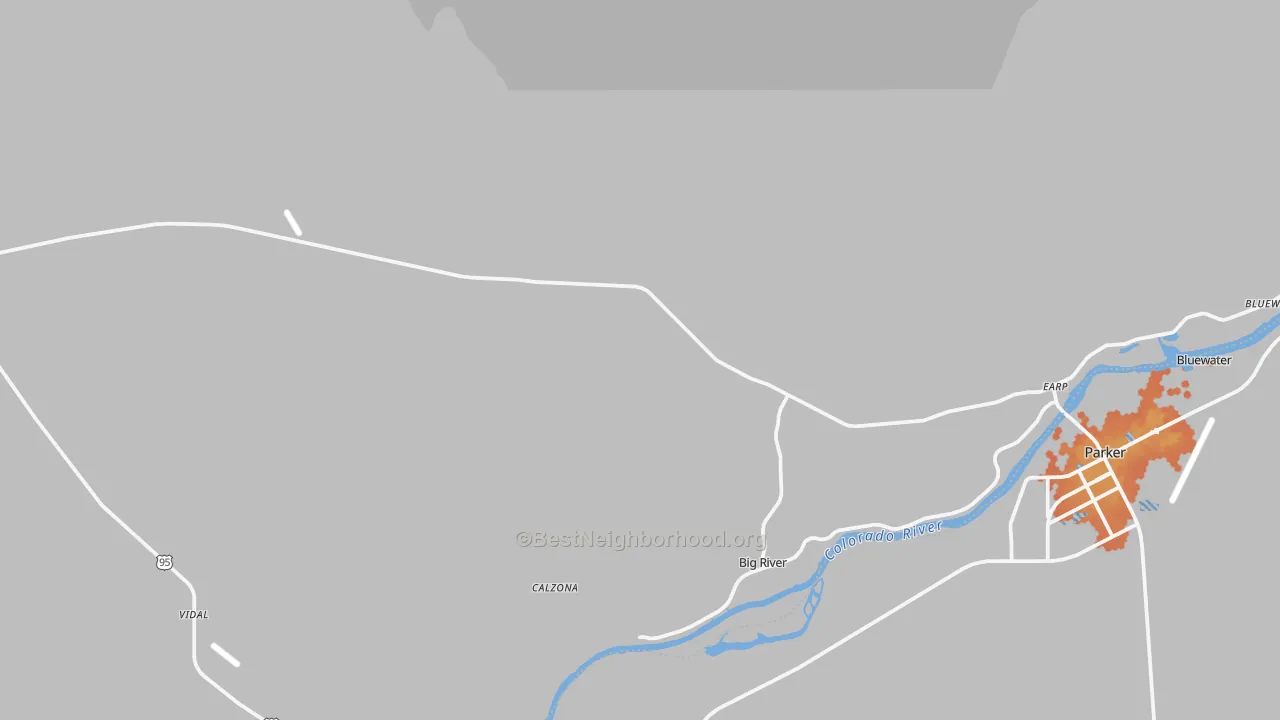Bike Grade map of Earp, CA