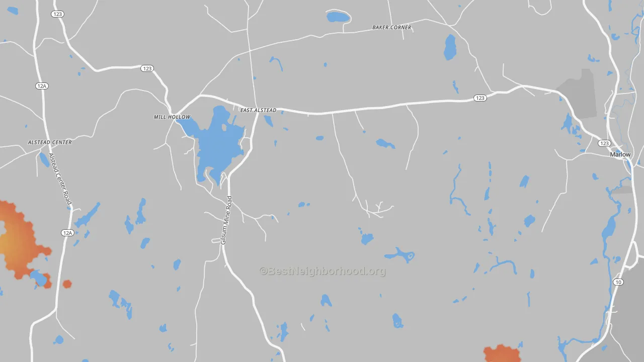Bike Grade map of East Alstead, NH