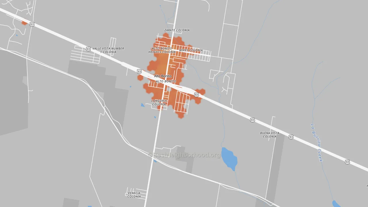 Bike Grade map of East Alto Bonito, TX