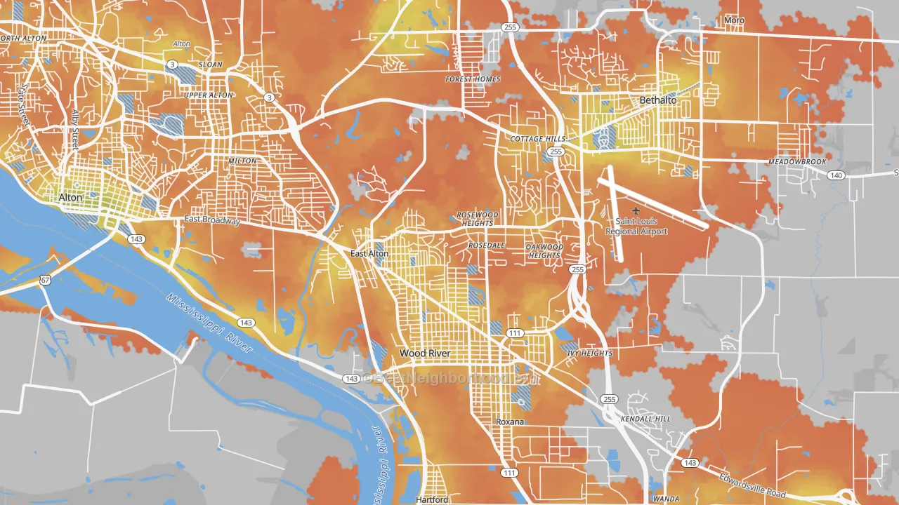 Bike Grade map of East Alton, IL