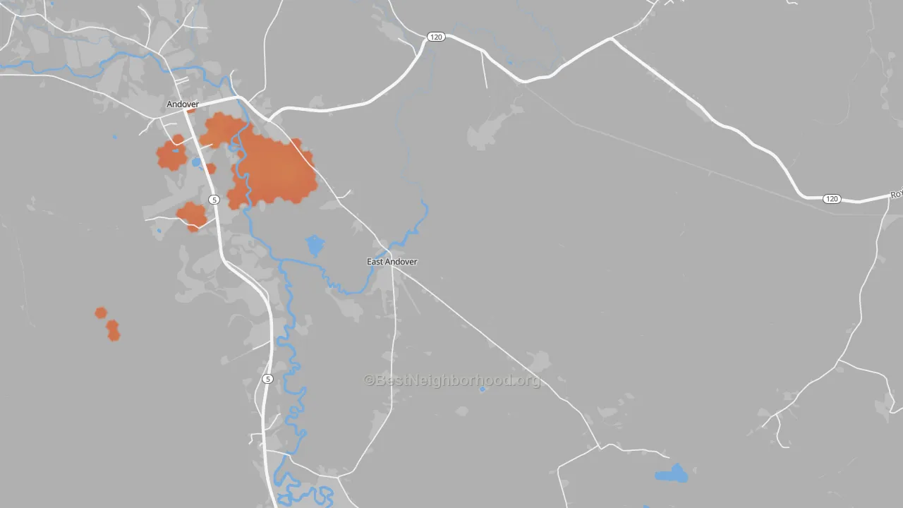 Bike Grade map of East Andover, ME