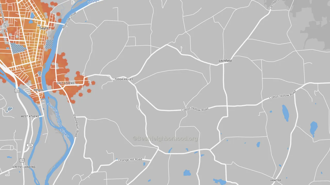 Bike Grade map of East Athens, PA