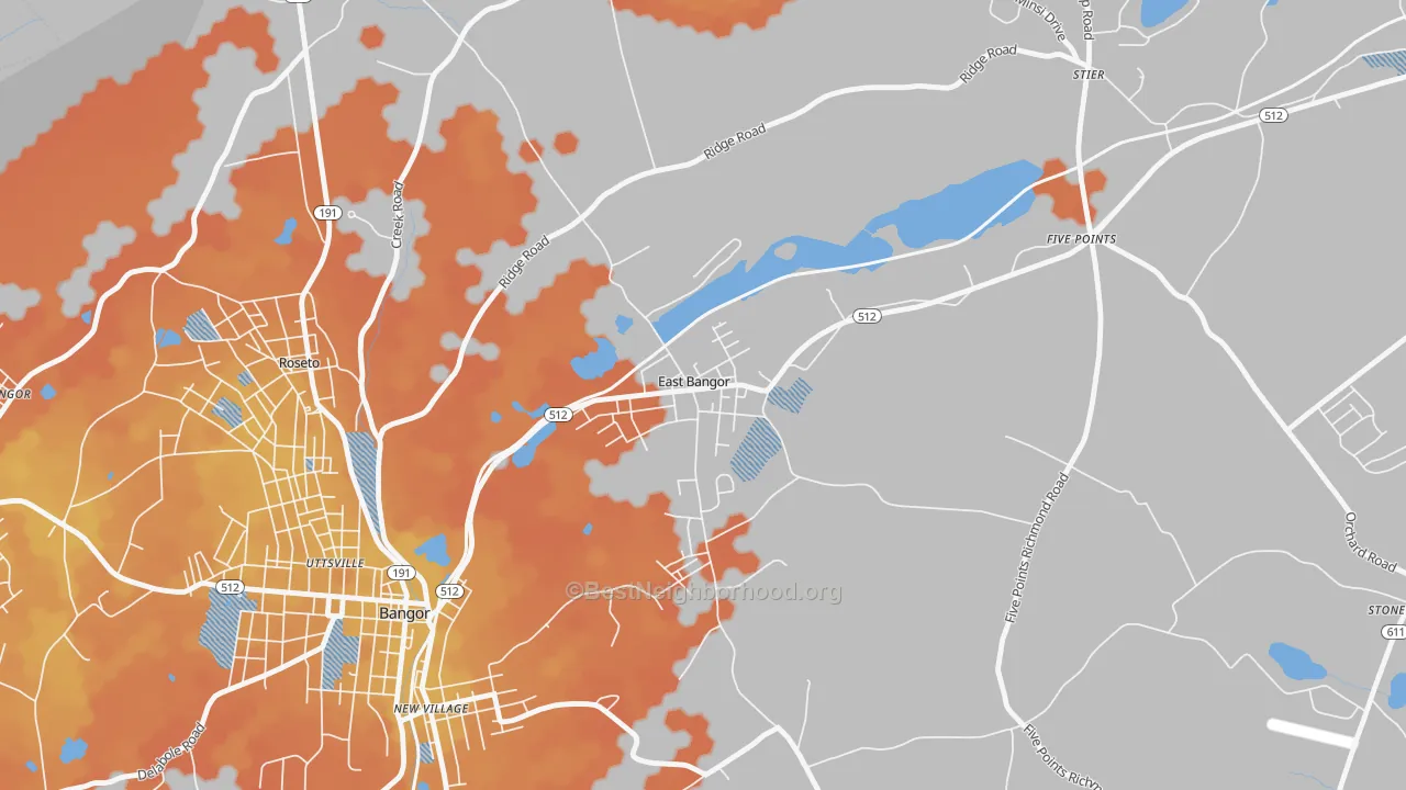 Bike Grade map of East Bangor, PA