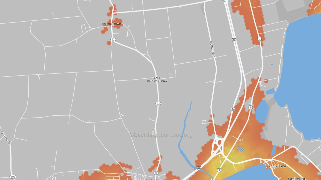 Bike Grade map of East Beekmantown, NY