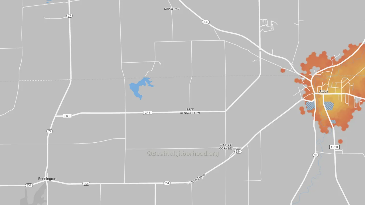 Bike Grade map of East Bennington, NY