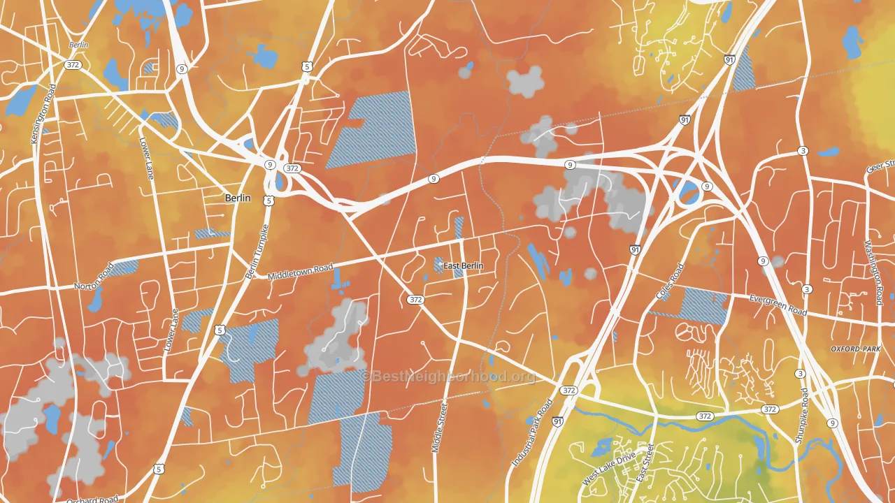 Bike Grade map of East Berlin, CT