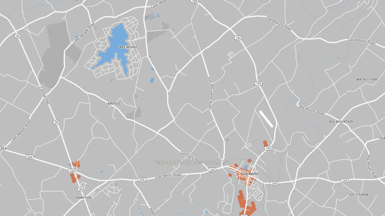 Bike Grade map of East Berlin, PA