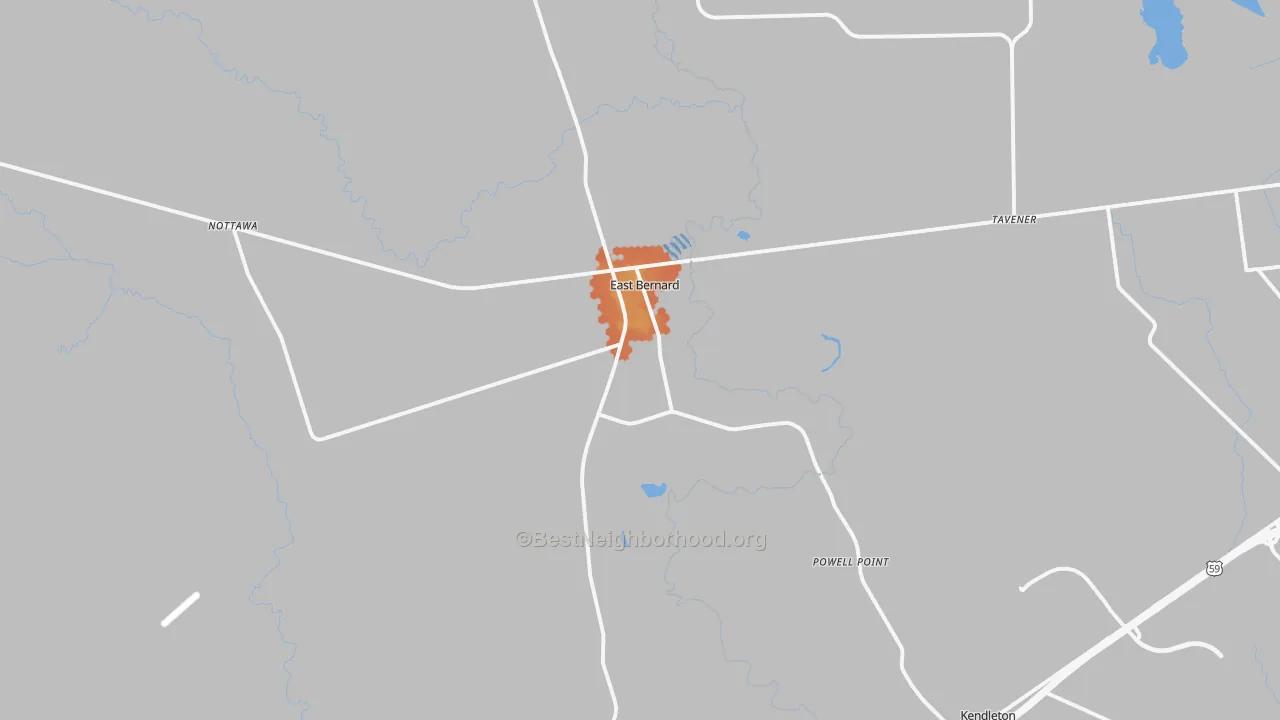 Bike Grade map of East Bernard, TX