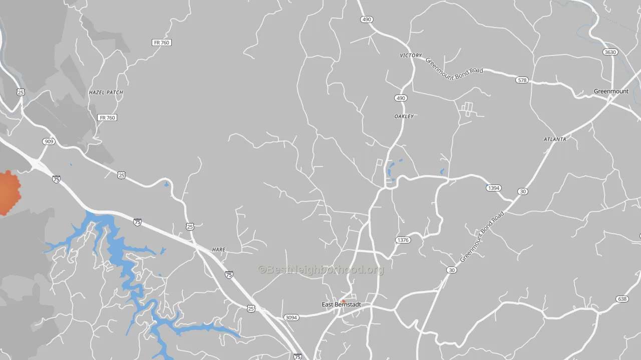 Bike Grade map of East Bernstadt, KY