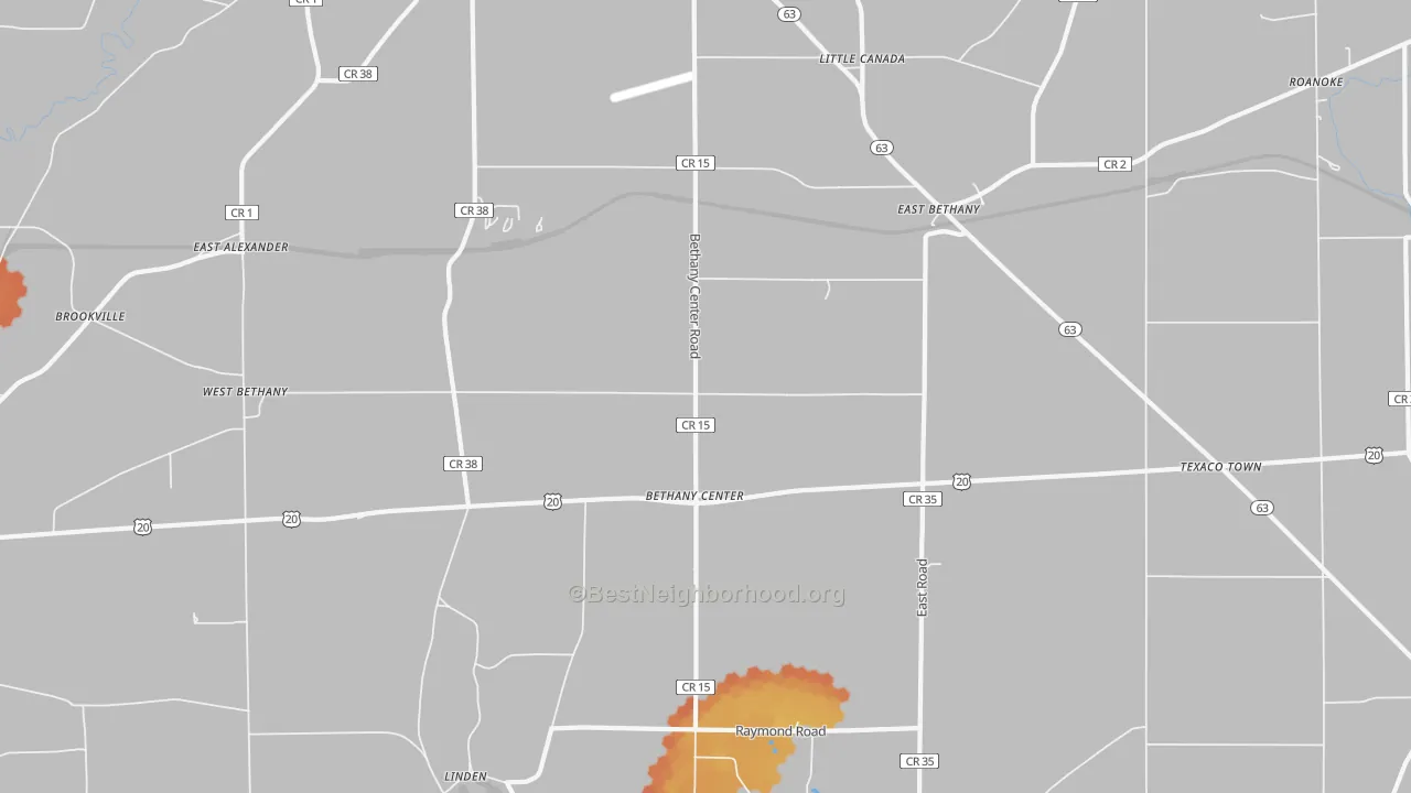 Bike Grade map of East Bethany, NY