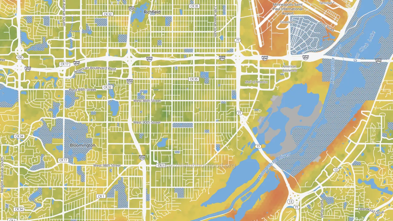 Bike Grade map of East Bloomington, Bloomington, MN