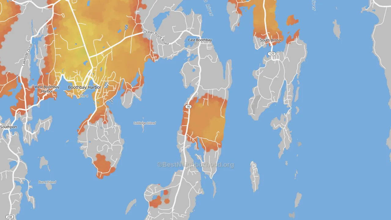 Bike Grade map of East Boothbay, ME