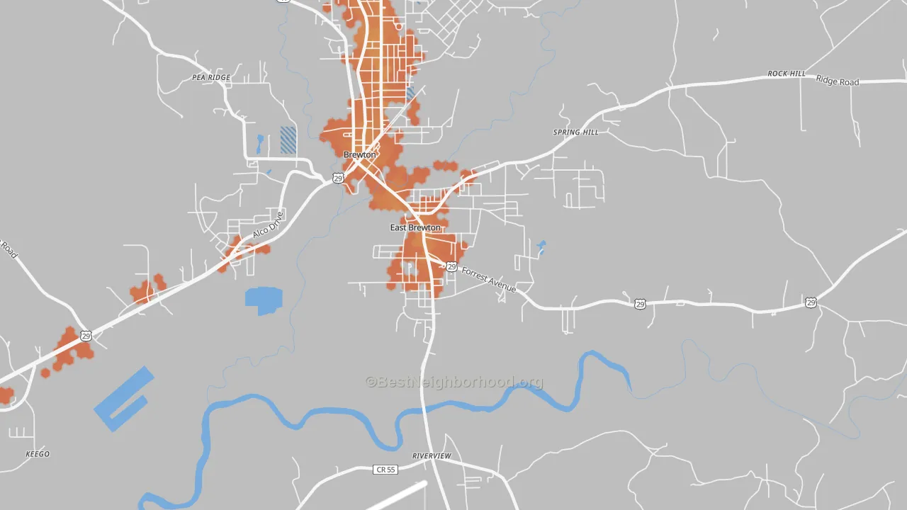 Bike Grade map of East Brewton, AL