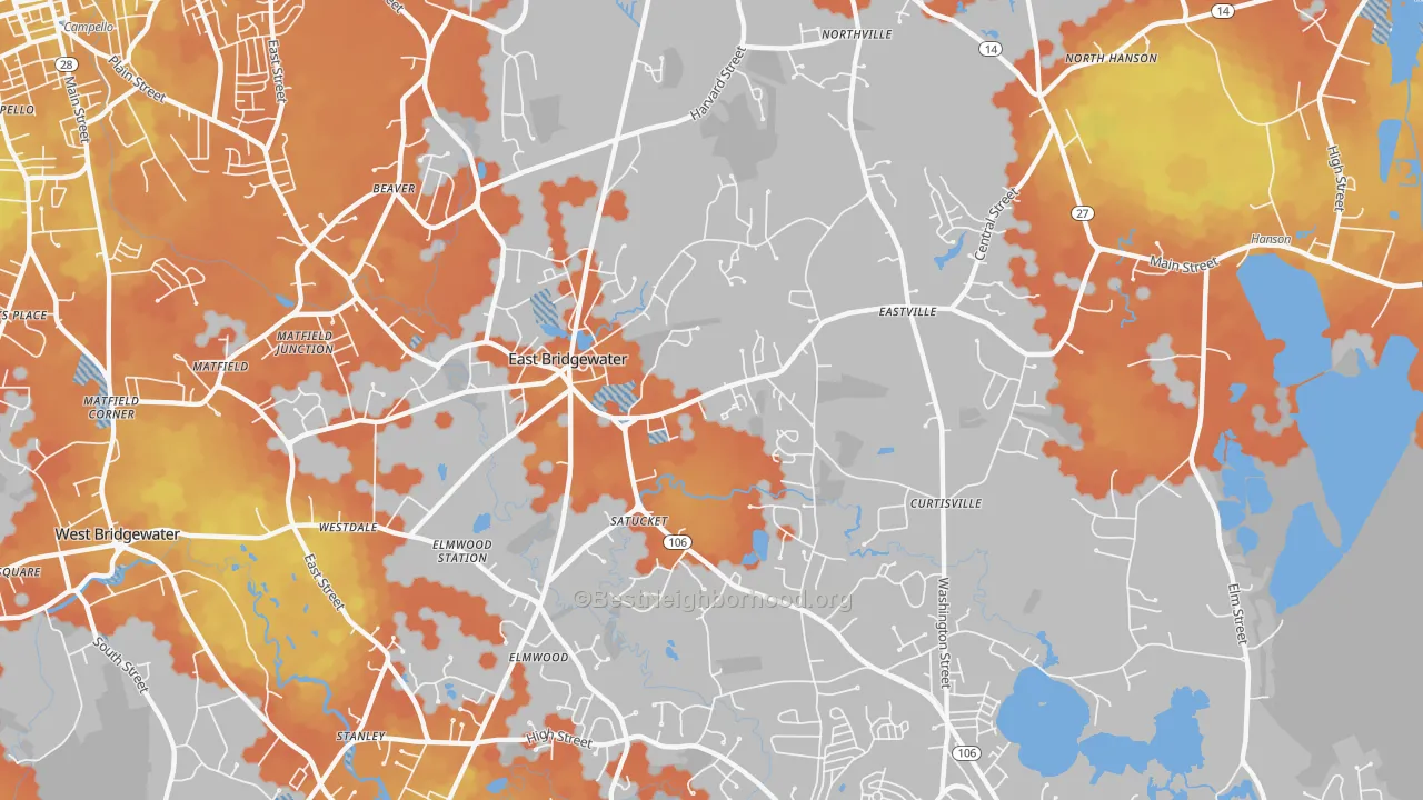 Bike Grade map of East Bridgewater, MA