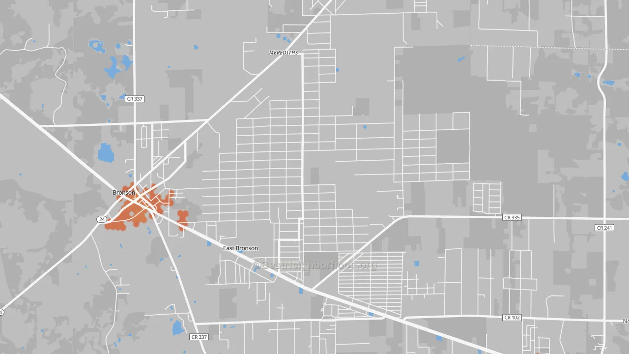 Bike Grade map of East Bronson, FL