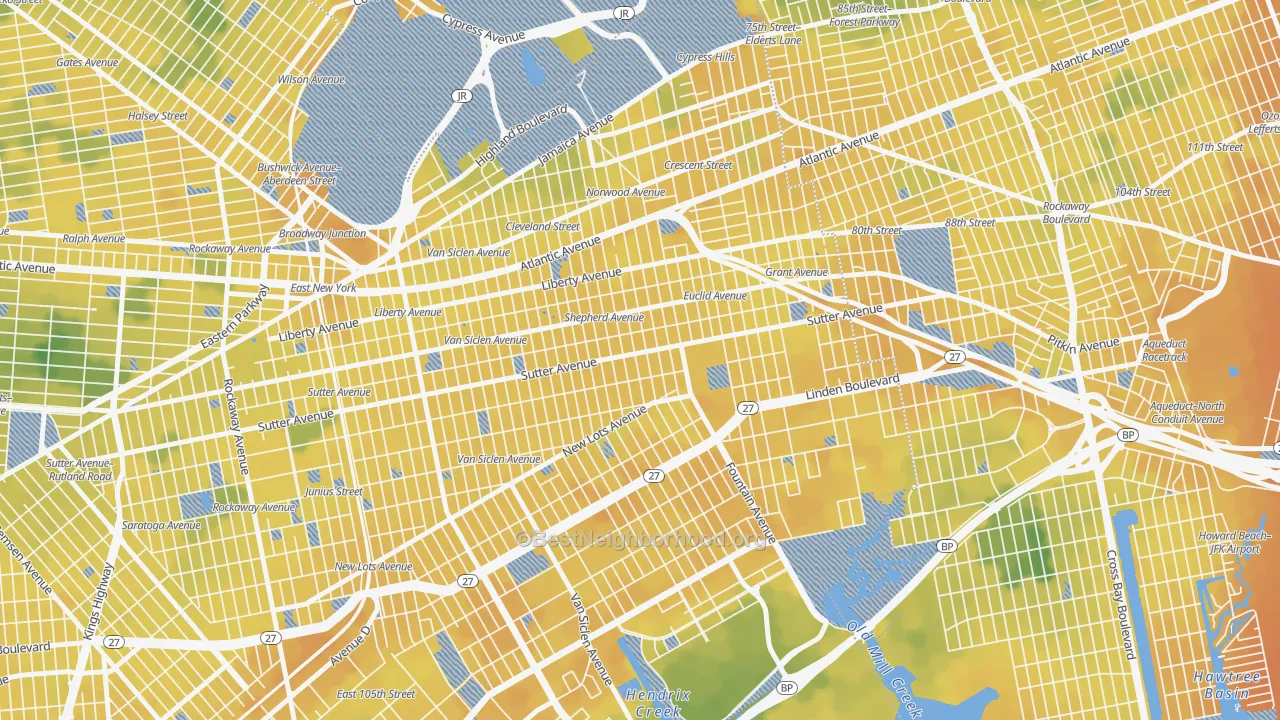 Bike Grade map of East Brooklyn, Brooklyn, NY