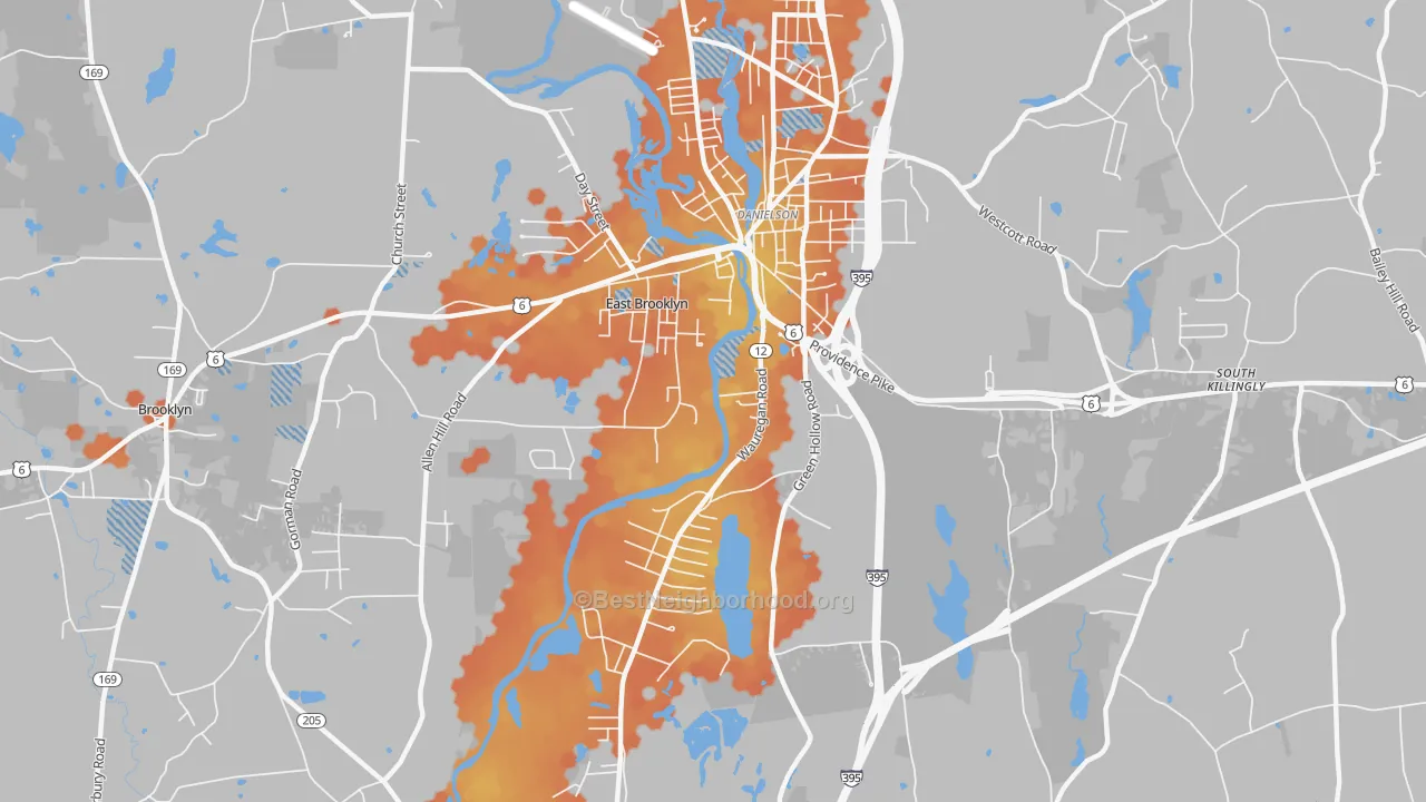 Bike Grade map of East Brooklyn, CT