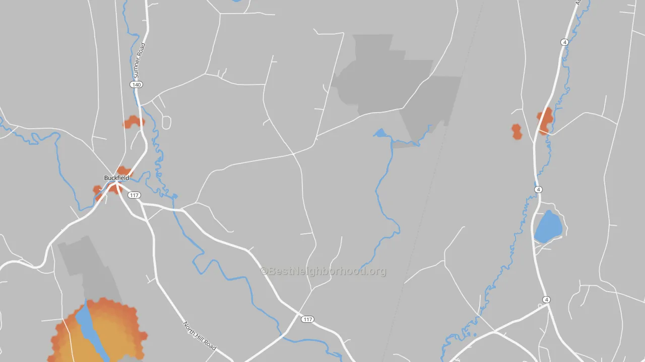 Bike Grade map of East Buckfield, ME