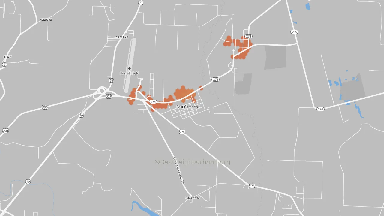 Bike Grade map of East Camden, AR