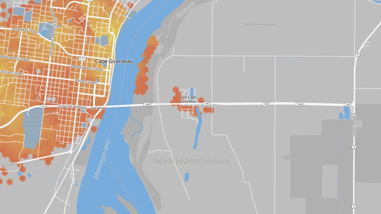 Bike Grade map of East Cape Girardeau, IL
