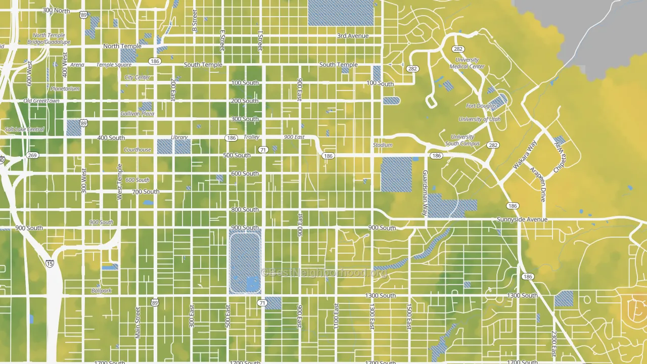 Bike Grade map of East Central, Salt Lake City, UT